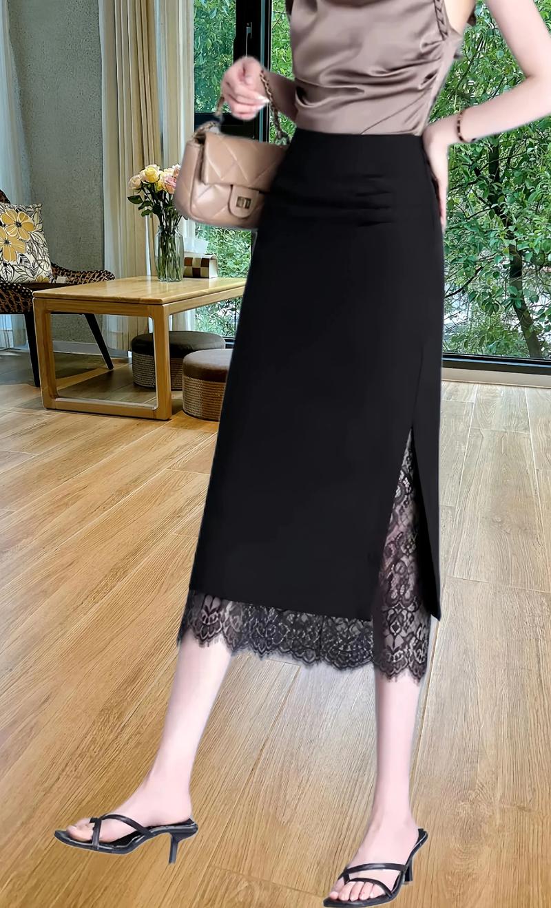 镂空蕾丝半身包臀长裙搭配图片_蕾丝长裙优雅性感，尽显女性魅力