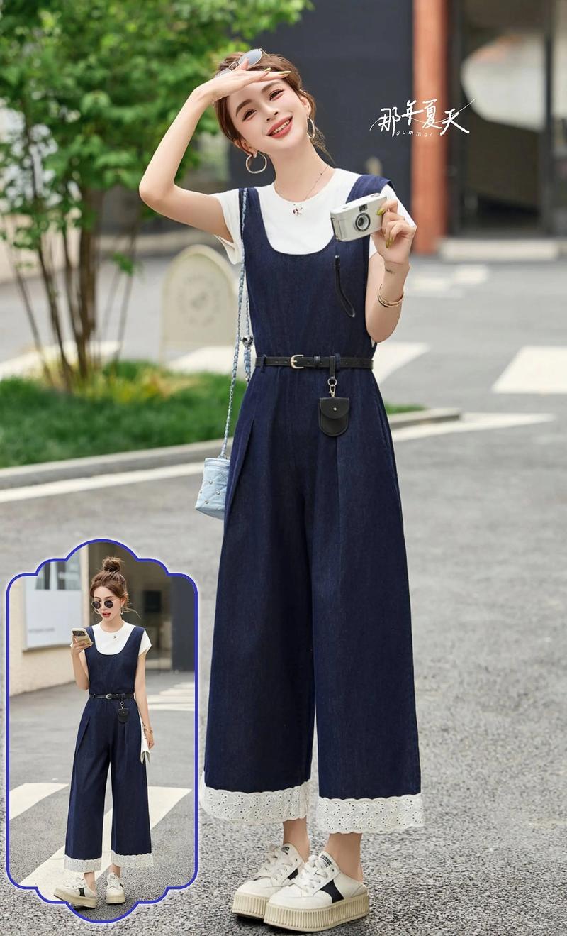 连体裤鞋子搭配图片_衣服版型宽松修身，高腰显腿长，基础色亮色百搭，运动鞋小白鞋帆布鞋，配饰呼应，连体裤通勤约会健身