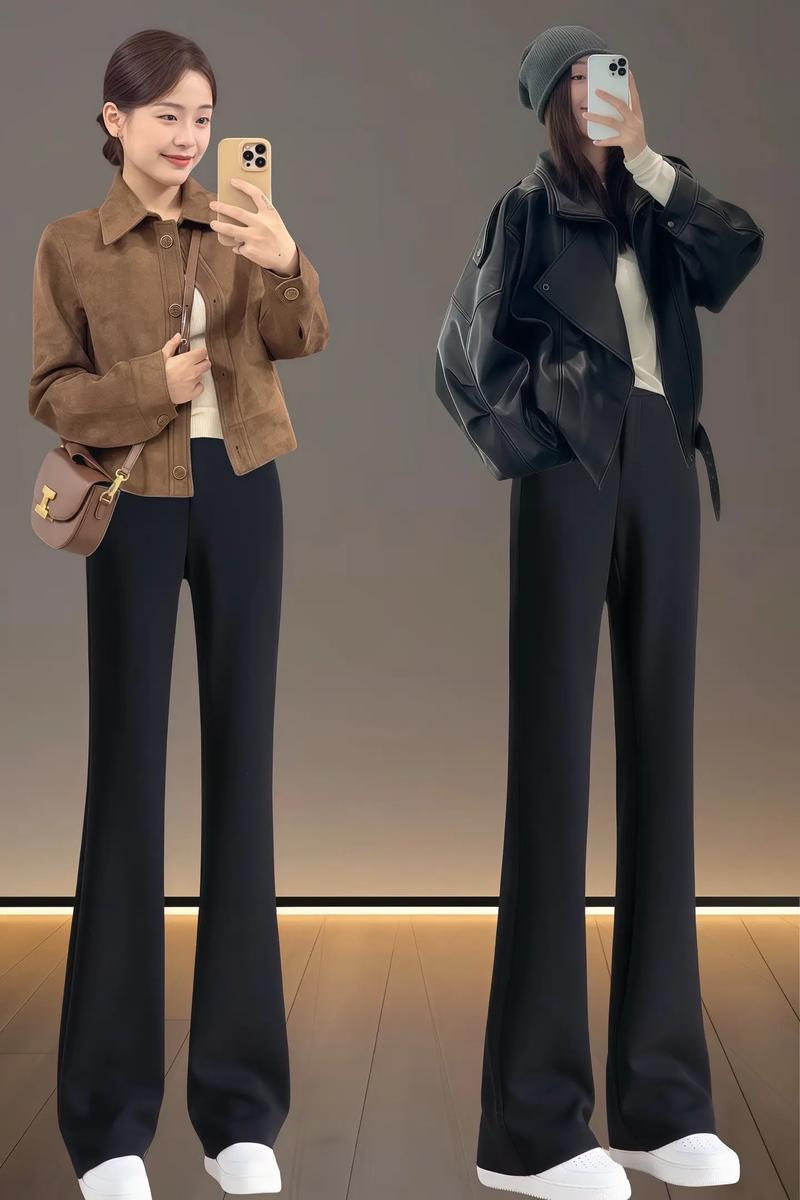 女士西装裤的穿搭建议_黑衣白裤显层次，西装裤百搭穿出优雅感