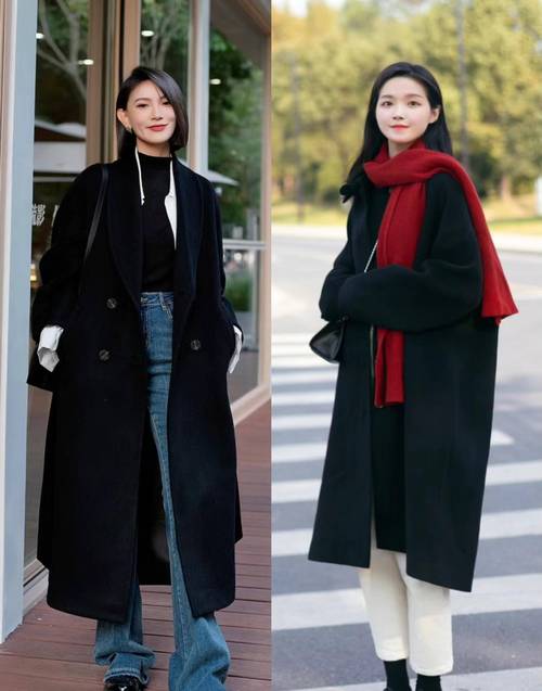 小个子女人穿黑呢大衣搭配_小个子穿黑色大衣显高时尚搭法