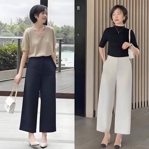 中年女性阔腿裤搭配_中年女秋穿阔腿裤，气质显，显气质！