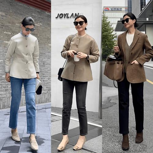 五十岁女人穿搭_松紧平衡显高级，低饱和色配饰少而精