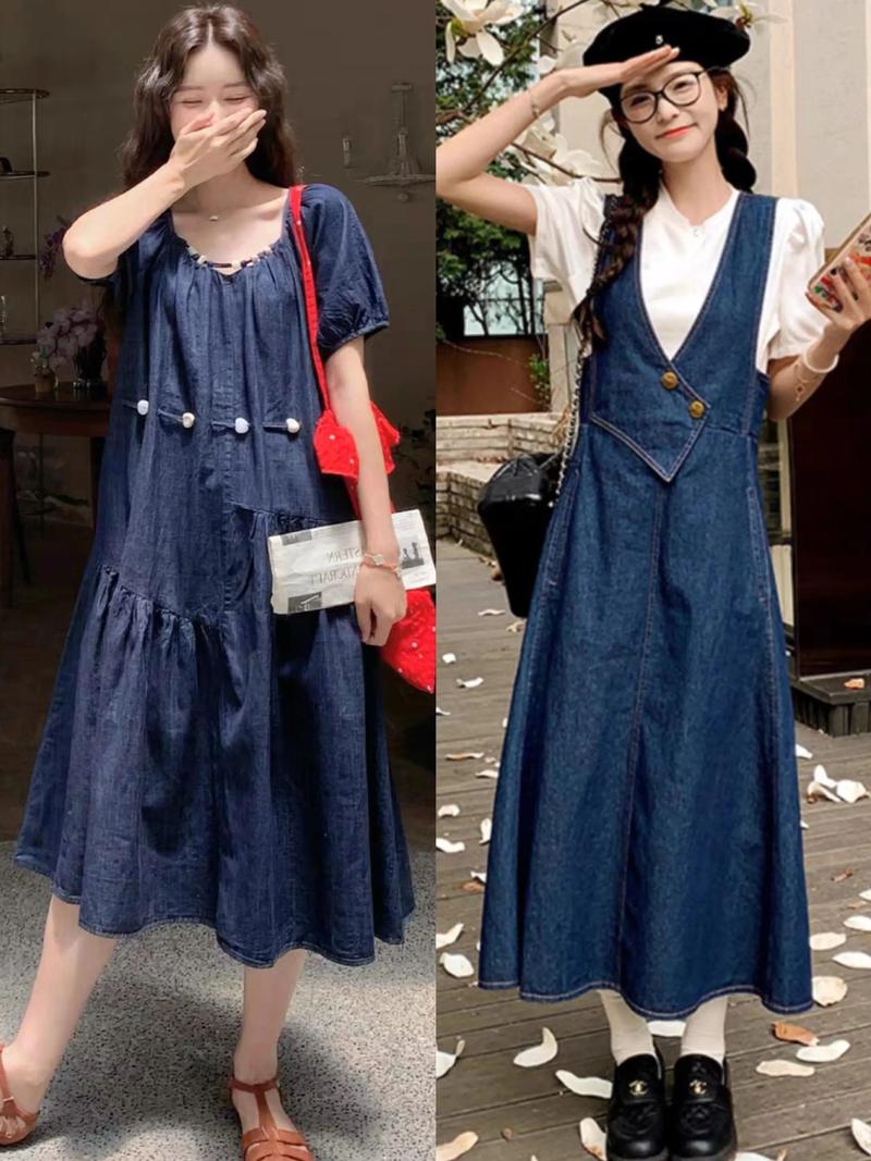 腰粗的女生适合穿什么裙子_高腰A字裙显腰细，宽松连衣裙包容身形，深色显瘦气质好！