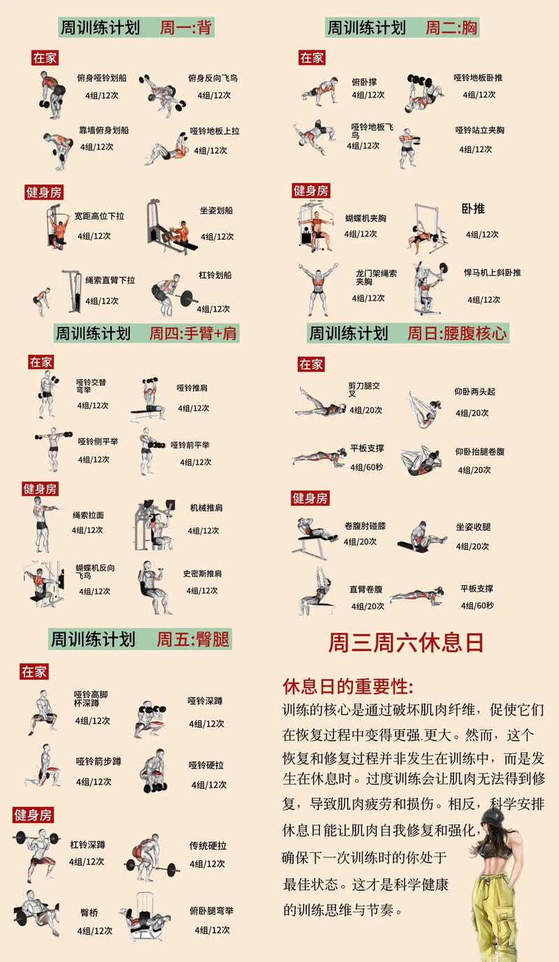 男新手居家锻炼一周计划_每周练两次，增肌减脂都有效