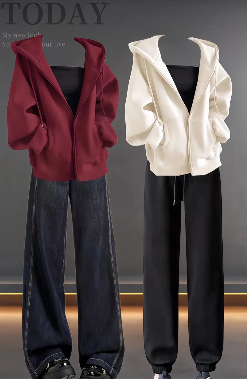 带帽卫衣搭配外套女_秋冬外套配卫衣，时尚又百搭！