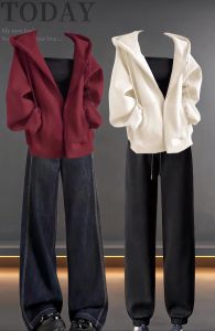 带帽卫衣搭配外套女_秋冬外套配卫衣，时尚又百搭！