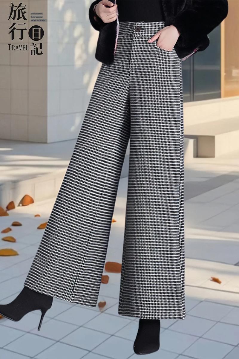 毛呢格子裤怎么搭配上衣_秋冬季百搭时尚必备