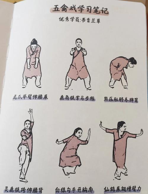 五禽戏每个动作几遍和练的部位_虎鹿熊猿鸟，强身健体好选择