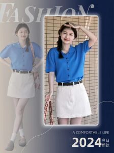 蓝上衣加白裙子适合扎什么发型_蓝上衣配白裙子 时尚清新 百搭易穿