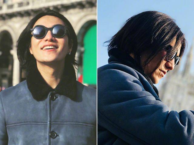 陈坤一头齐耳短发现身米兰_陈坤米兰短发像袁泉？中性风造型引热议