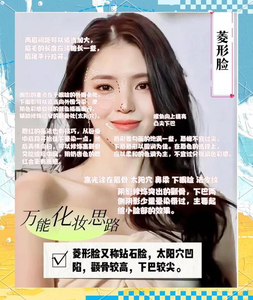 菱形脸化妆教程_小挑眉+柔腮红，菱形脸秒变鹅蛋脸