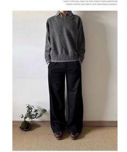 男假两件翻领毛衣怎么搭配_灰色假两件毛衣，百搭实用显气质