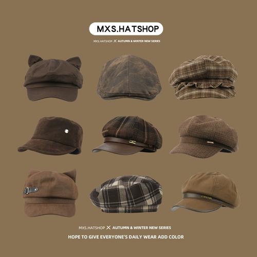 皮质棕色贝雷帽搭配什么衣服_皮质棕色贝雷帽 春日百搭时尚