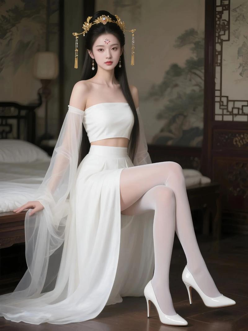 古风女孩靴子配短裙大长腿_黑裙白靴经典搭，显腿长又时尚！