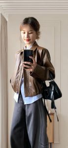 真皮外套有什么效果_头层牛皮夹克，防风保暖，实用百搭