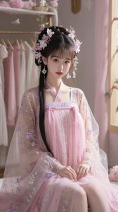 穿齐胸襦裙配简单的发型_花苞编发盘发等