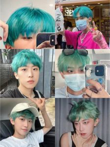 蓝绿色头发男生_王一博蓝绿色脏辫引领潮流，黑色系造型个性十足