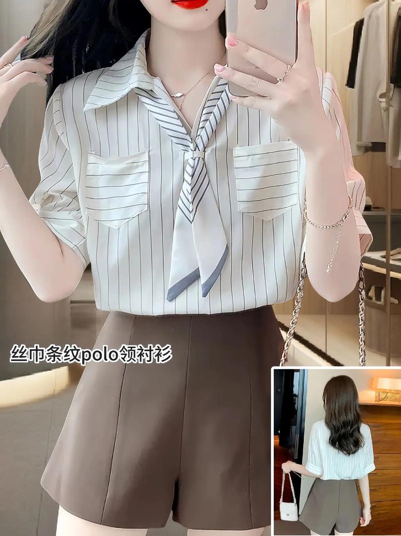 长条丝巾搭配衬衫_丝巾系衬衫，简单时尚又好看