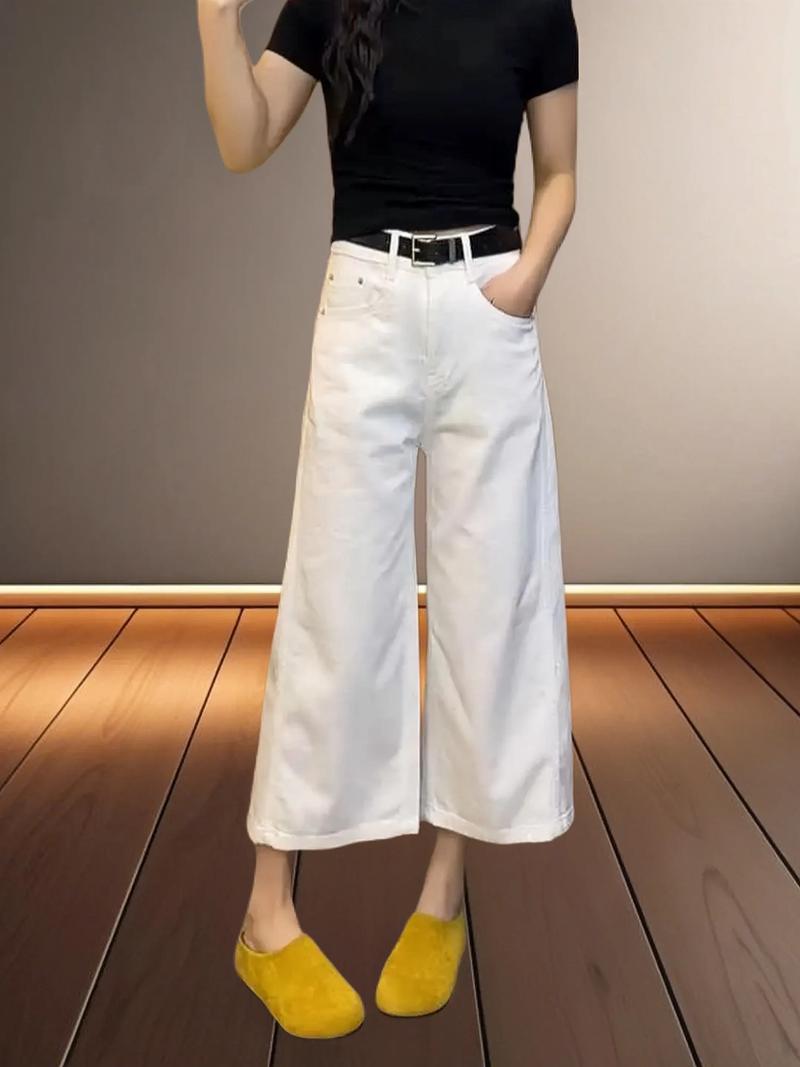 8分阔腿裤搭配_八分阔腿裤，显瘦显高还百搭！