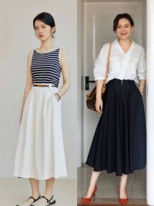 散裙配什么衣服好看_深蓝黑显高级，白灰清爽，深色上衣配冬裙显瘦，米色卡其色温暖